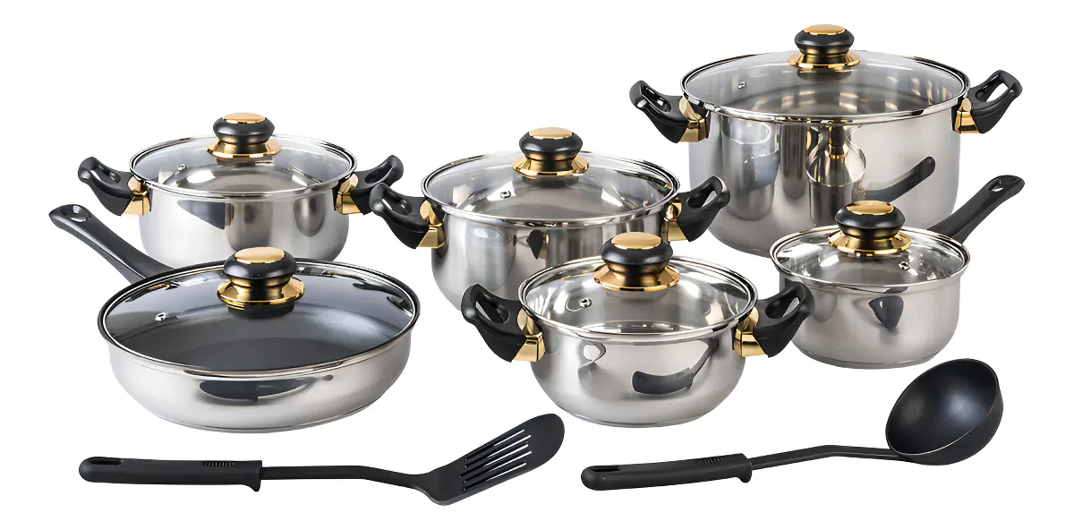 Cinsa Viena Batería De Cocina De Acero Inoxidable 14 Piezas Color Plateado