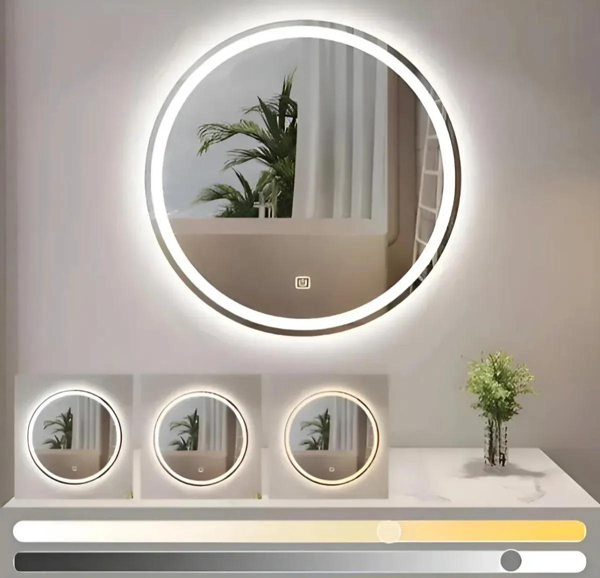 Espejo Luz Led Touch Pared Baño Tocador Vestidor 3 Luces Ch1 Marco Es76 Circulo